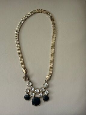 Nordstrom Gold-Tone Necklace with Clear and Black Gem Accents